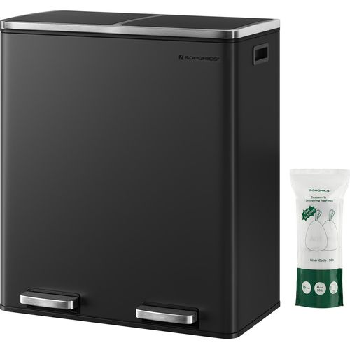 SONGMICS Mülleimer Mülltrennsystem, mit 2 Fächern, 2 x 30 L, Küche