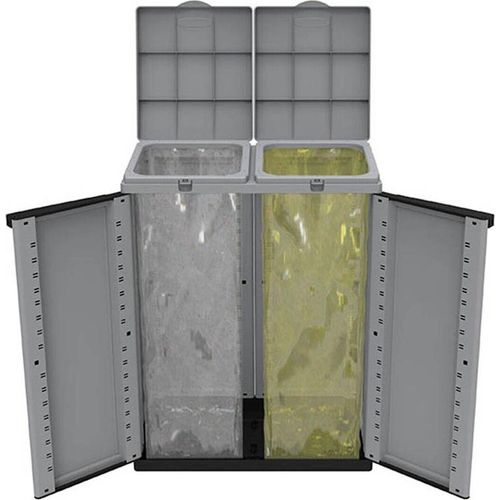 Recycling Papierkorb Schwarz/Grau (68 x 39 x 88,7 cm)