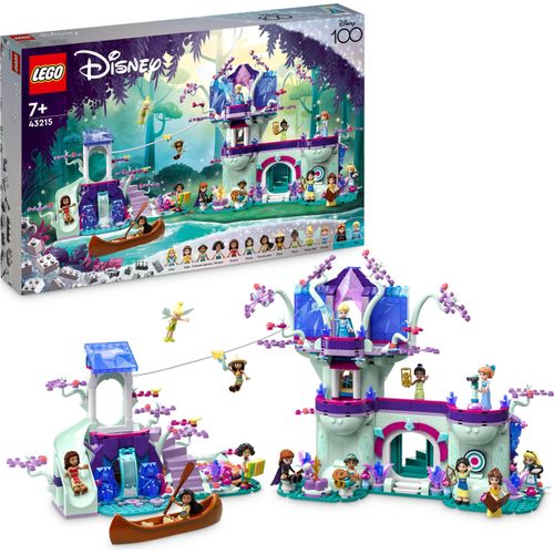LEGO 43215 Disney Das verzauberte Baumhaus Set mit 13 Mini-Puppen, darunter Prinzessin Jasmine, Elsa und Anna, Belle, Geschenk Spielzeug für Kinder, Mädchen, Jungen ab 7 Jahren, 100 Jahre Disney