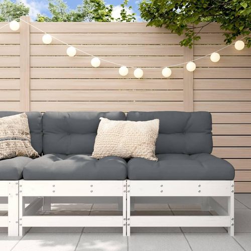 Garten-Mittelsofas 2 Stk. Weiß Massivholz Kiefer 825514