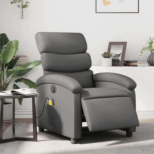 Massagesessel Elektrisch Grau Kunstleder , Klassische Sessel 2024 Neu