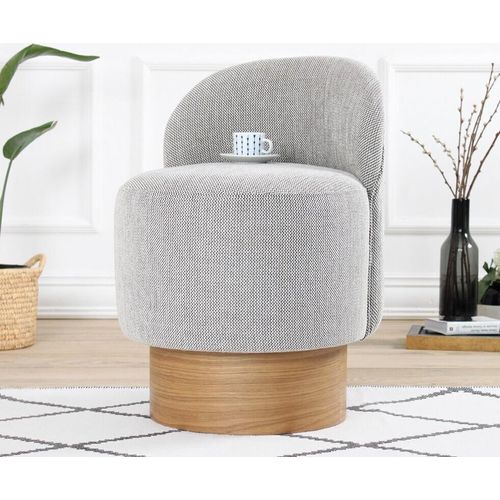 Hanah Home, Barren Puf - Grey, Sitzpuff, 50 % BAUMWOLLE / 50 % LEINEN, Grau, 47 x 47 x 66 cm