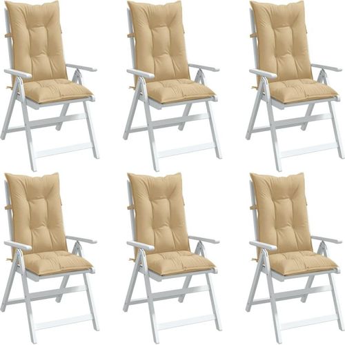Hochlehner-Auflagen 6 Stk. Melange Beige 120x50x7 cm Stoff