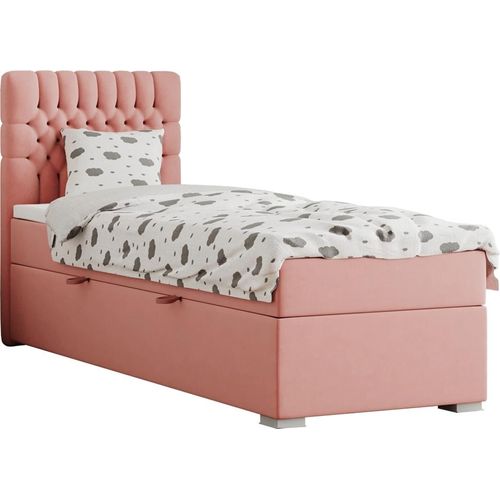 Kondela Gepolstertes Einzelbett mit Matratze Fonda 90 L – Lachs