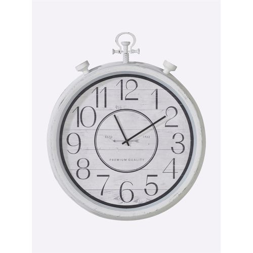 Wanduhr, weiß, Wanduhren, B/H/T: 60cm x 72,5cm x 6cm, B:60cm H:72,5cm T:6cm