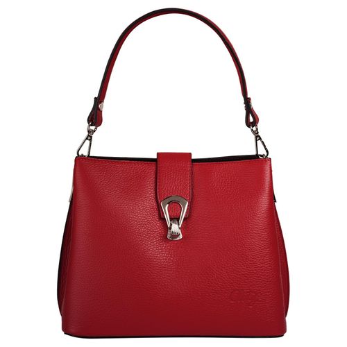 Umhängetasche CLUTY, Damen, Gr. B/H/T: 25cm x 21cm x 13cm onesize, rot, Leder, unifarben, leicht glänzend, Taschen, echt Leder, Made in Italy