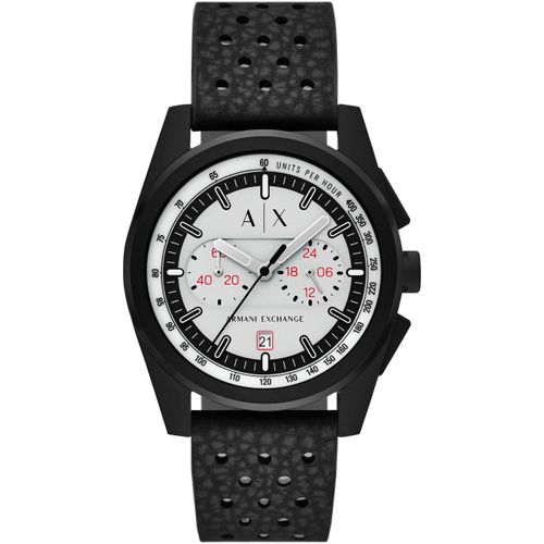 Chronograph ARMANI EXCHANGE, schwarz, weiß, Armbanduhren, Herren, Quarzuhr,Armbanduhr,Herrenuhr,Kautschukarmband,Datum,Stoppfunktion