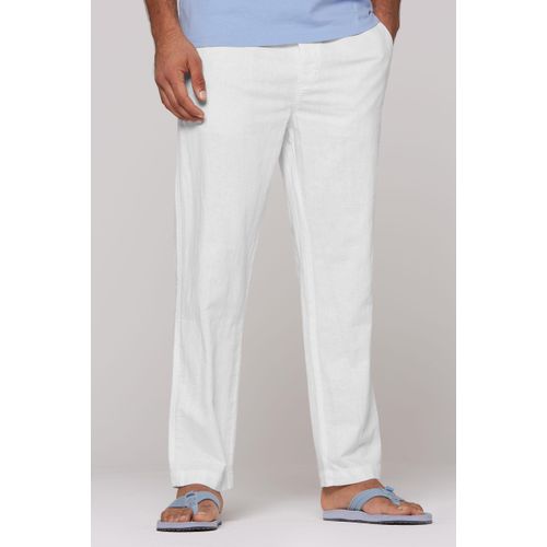 Leinenhose CMPD, Herren, Gr. S, Normalgrößen, weiß, Material: 53% Leinen, 47% Baumwolle, bestickt, casual, lässig geschnitten lang, Hosen, mit Elastikbund und Kordel