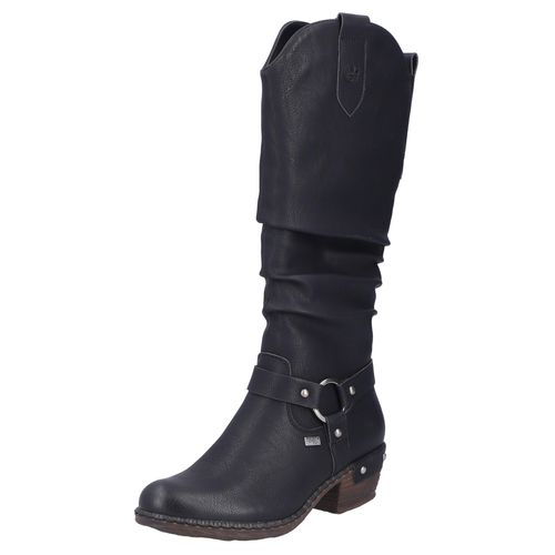 Westernstiefel RIEKER, Damen, Gr. 36, Normalschaft, schwarz, Lederimitat, unifarben, modisch, Schuhe, Blockabsatz, Cowboystiefel mit wasserabweisender riekerTEX-Membran
