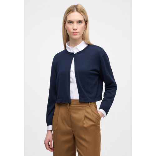 Strickjacke ETERNA, Damen, Gr. L, blau (midnight), 100% Baumwolle, klassisch, normal, Strickjacken