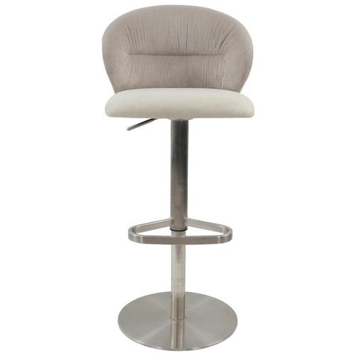 Mid.you Barhocker Cord , Beige , Metall, Textil , rund , 56x85-111x51 cm , Sitzfläche 360° drehbar , Esszimmer, Barmöbel, Barhocker