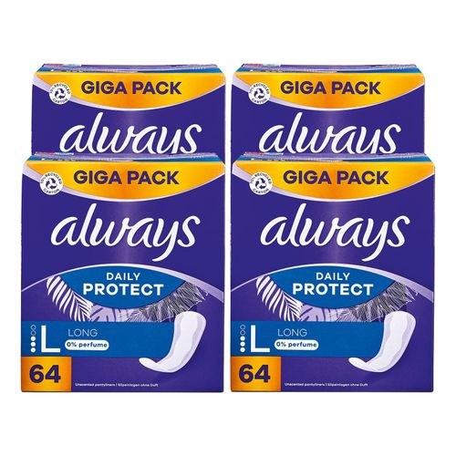 Always Slipeinlagen Daily Protect GigaPack Long 64 Stück, 4er Pack