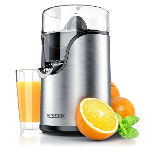 Arendo Zitruspresse, Zitronenpresse elektrisch, Siebeinsatz, Zitronen Presse, silber/schwarz