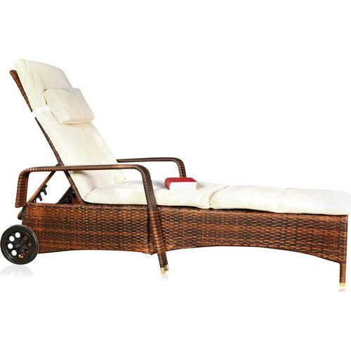 Melko Sonnenliege Polyrattan Gartenliege Rattanmöbel Saunaliege Strandliege - Braun