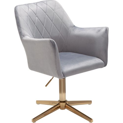 Schreibtischstuhl Grau Samt Design Drehstuhl mit Lehne | Schalenstuhl 120 kg Höhenverstellbar | Arbeitsstuhl ohne Rollen | Stuhl Schreibtisch Home-Office Drehbar