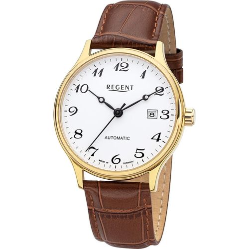 Regent Herren Uhr Lederarmband GM-2115 Lederband Armbanduhr Analog braun URGM2115