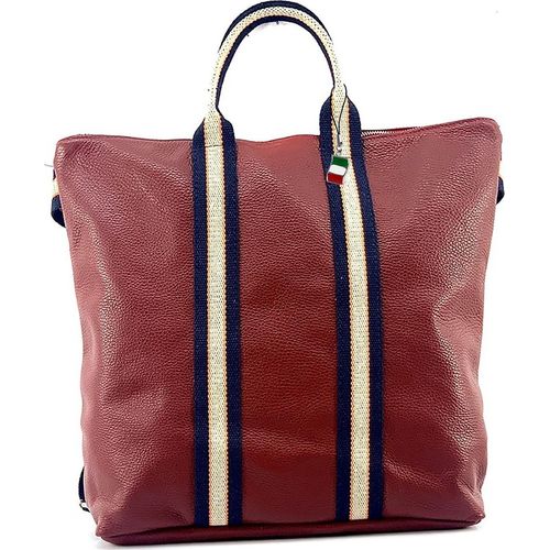 Cityrucksack rot blau beige Florence Rucksack Tasche Leder Canvas D2OTF609R