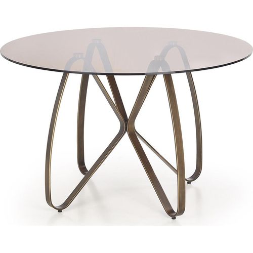 Halmar Rundes Glas Esstisch Lungo - braun / gold