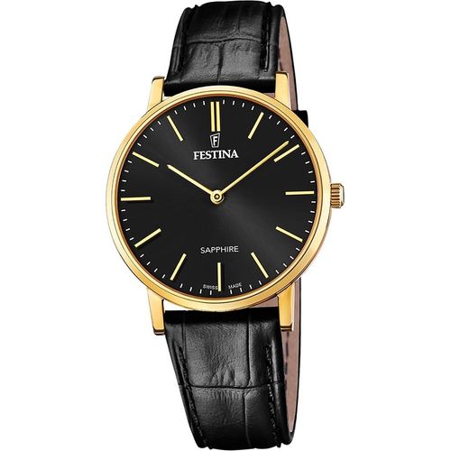 Festina Herren Uhr Swiss Lederarmband schwarz D2UF20016/3