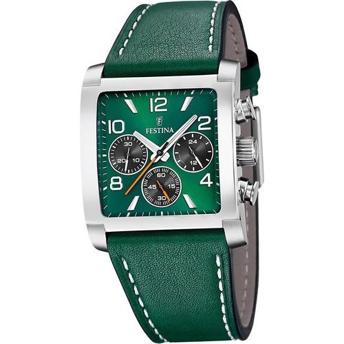 Festina Leder Herren Uhr Armbanduhr grün Elegant D2UF20653/2