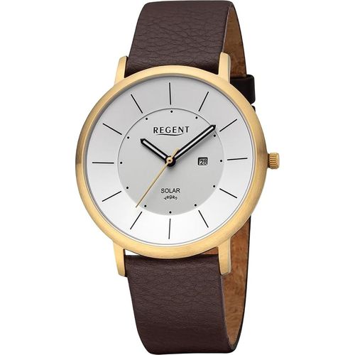 Regent Leder Herren Uhr Armbanduhr Quarz dunkelbraun Lederarmband D2UR1104108