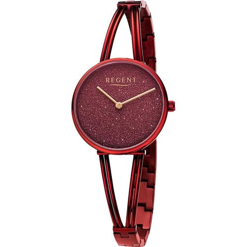Regent Metall Damen Uhr Armbanduhr Quarz rot Metallarmband D2URBA683