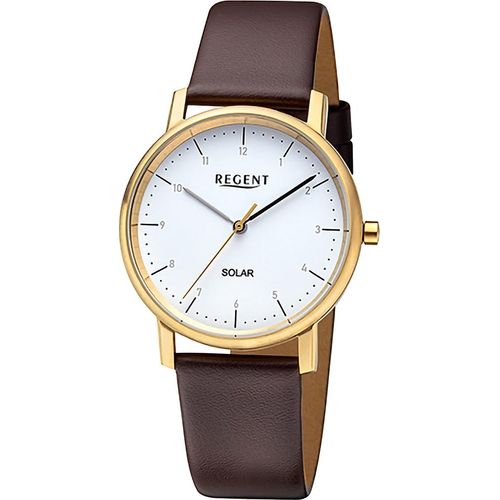 Regent Damen Uhr Lederarmband Leder Solaruhr Analog dunkelbraun URF1555
