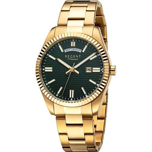 Regent Metall Herren Uhr Armbanduhr Quarz gold Metallarmband D2UR1142587