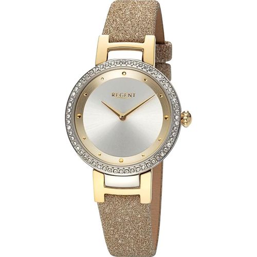 Regent Damen Uhr Lederarmband Leder Armbanduhr Analog gold URBA800