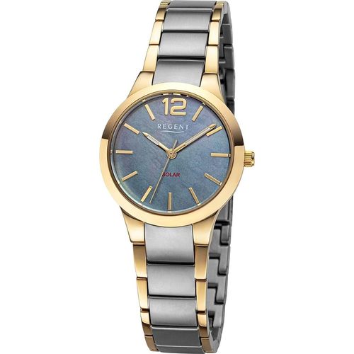 Regent Damen Uhr Metallarmband Metall Solaruhr Analog gold grau URF1535
