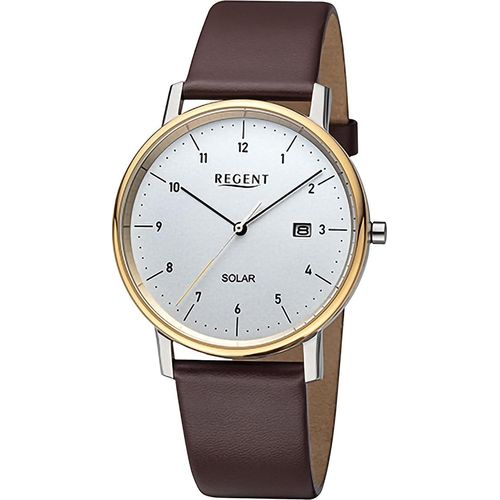 Regent Herren Uhr Lederarmband Leder Solaruhr Analog braun URF1549