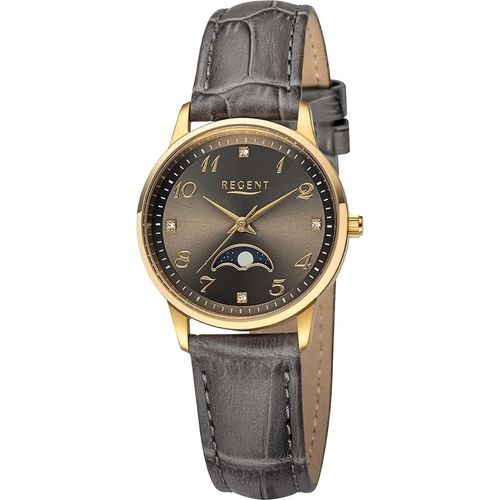 Regent Leder Damen Uhr Armbanduhr Quarz braun Lederarmband D2UR2102553