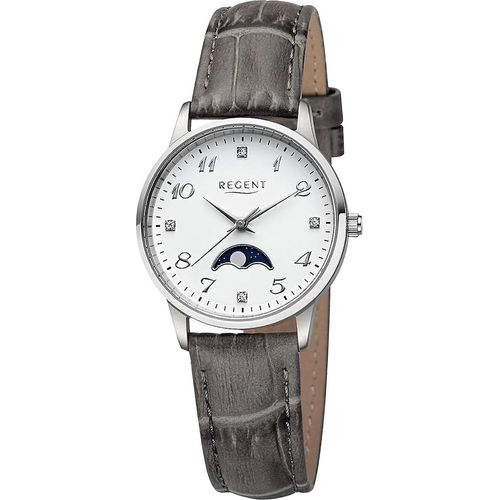 Regent Leder Damen Uhr Armbanduhr Quarz grau Lederarmband D2UR2112550