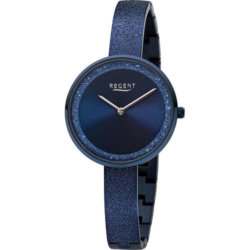 Regent Metall Damen Uhr Armbanduhr Quarz dunkelblau Metallarmband D2URBA686