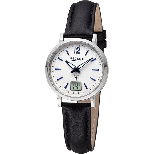 Regent Damen Uhr Funkuhren Leder Armbanduhr Analog-Digital schwarz URFR284
