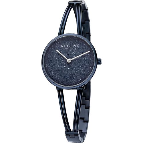 Regent Metall Damen Uhr Armbanduhr Quarz dunkelblau Metallarmband D2URBA684