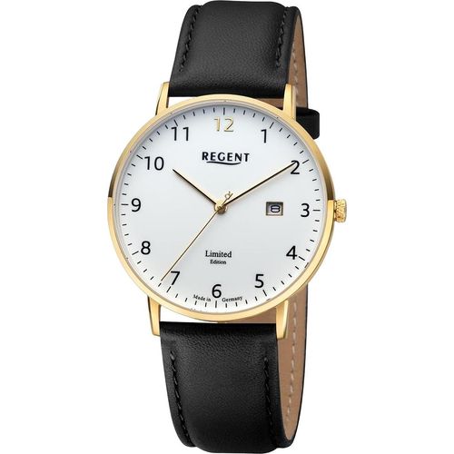 Regent Herren Uhr Lederarmband Leder Armbanduhr Analog schwarz URGM2303
