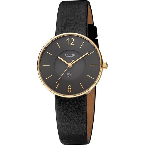 Regent Damen Uhr Armbanduhr Quarz schwarz Armband aus Apfelschale D2URBA720