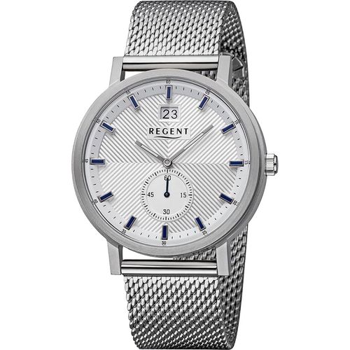 Regent Metall Herren Uhr Armbanduhr Quarz silber Metallarmband D2URBA533