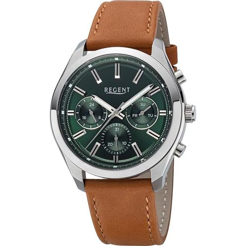 Regent Leder Herren Uhr Armbanduhr Quarz hellbraun Lederarmband D2URBA766