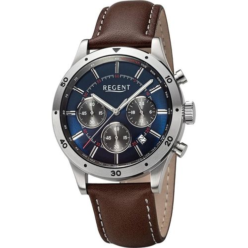 Regent Leder Herren Uhr Armbanduhr Quarz dunkelbraun Lederarmband D2URBA823