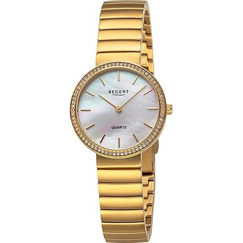 Regent Metall Damen Uhr Armbanduhr Quarz gold Metallarmband D2URF1506