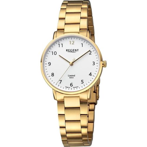 Regent Metall Damen Uhr Armbanduhr Quarz gold Metallarmband D2URGM2305