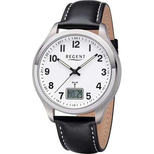 Regent Leder Herren Uhr Armbanduhr Quarz schwarz Lederarmband D2UR1501564
