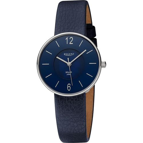 Regent Damen Uhr Armbanduhr Quarz dunkelblau Armband aus Apfelschale D2URBA717