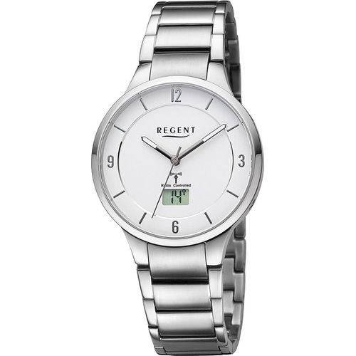 Regent Metall Damen Uhr Armbanduhr Quarz silber Funkuhren D2URFR287