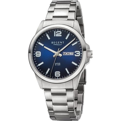Regent Metall Herren Uhr Armbanduhr Quarz silber Metallarmband D2URF1528