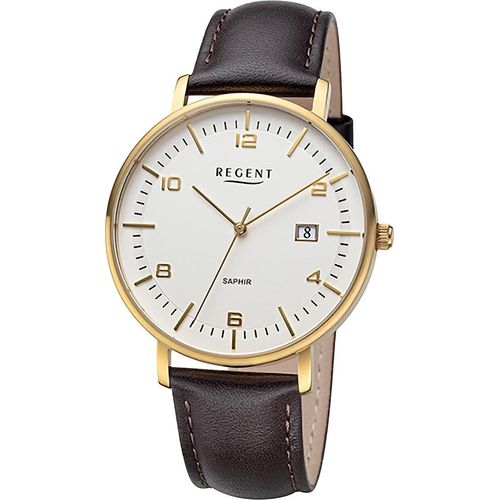 Regent Herren Uhr Lederarmband Leder Armbanduhr Analog dunkelbraun URF1517