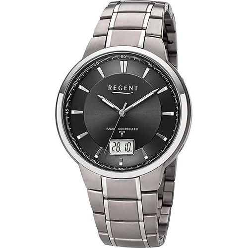Regent Metall Herren Uhr Armbanduhr Quarz silber Funkuhren D2URFR269