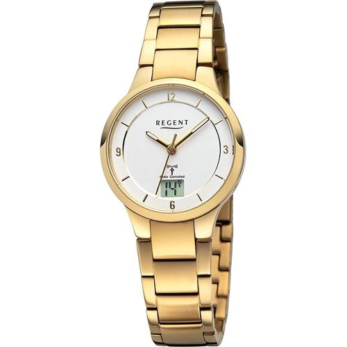 Regent Metall Damen Uhr Armbanduhr Quarz gold Funkuhren D2URFR289